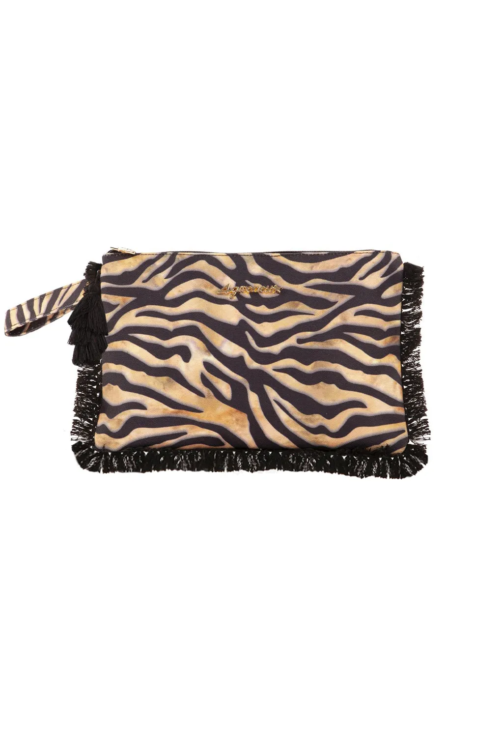 Fabric clutch bag / Brown