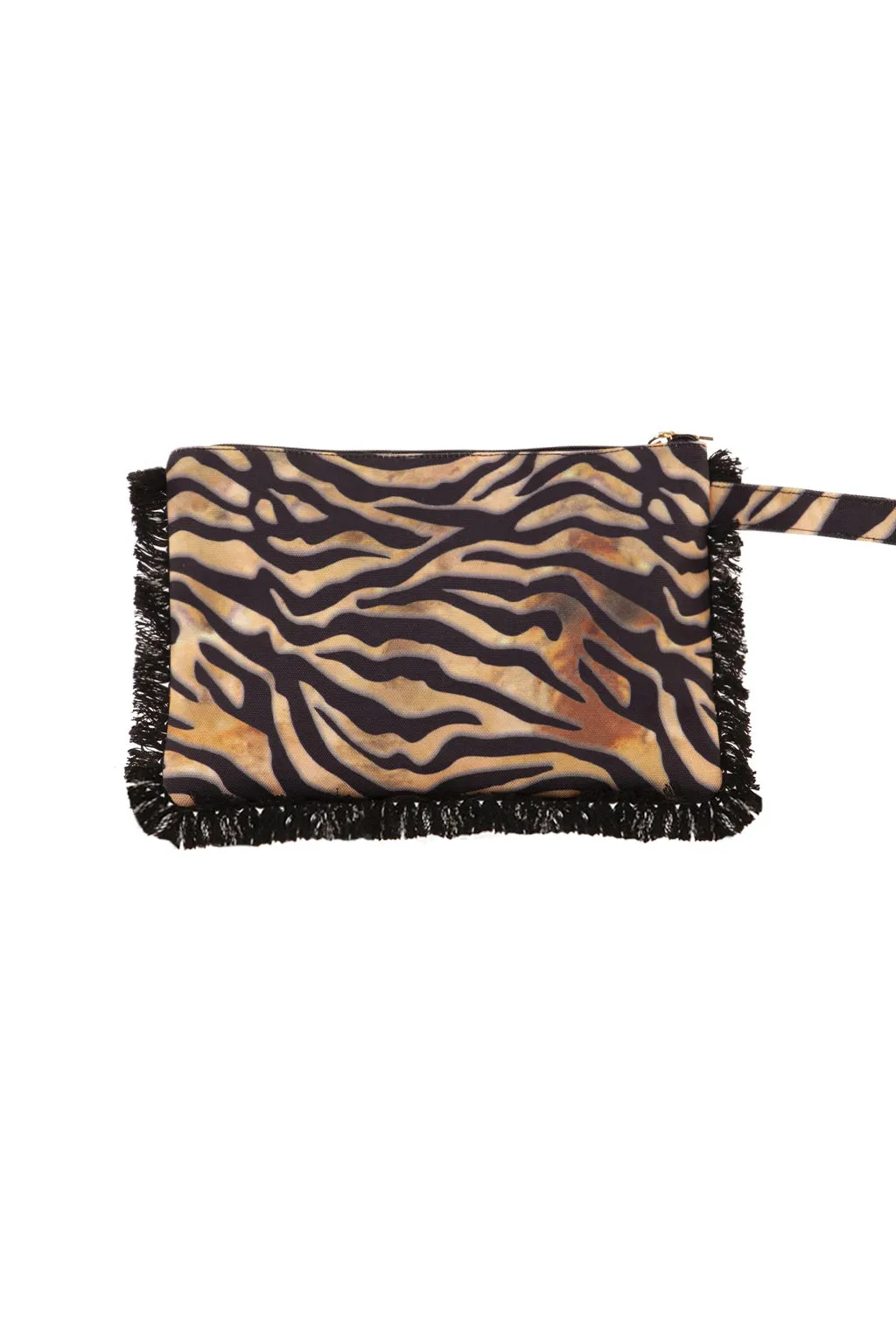 Fabric clutch bag / Brown