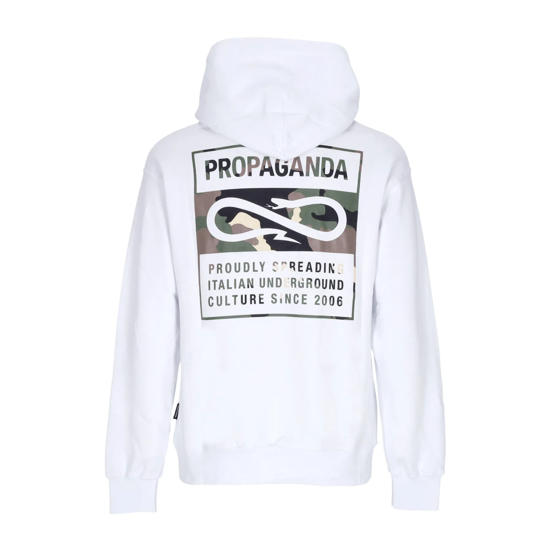 Felpa Cappuccio Uomo Logo Label Hoodie White