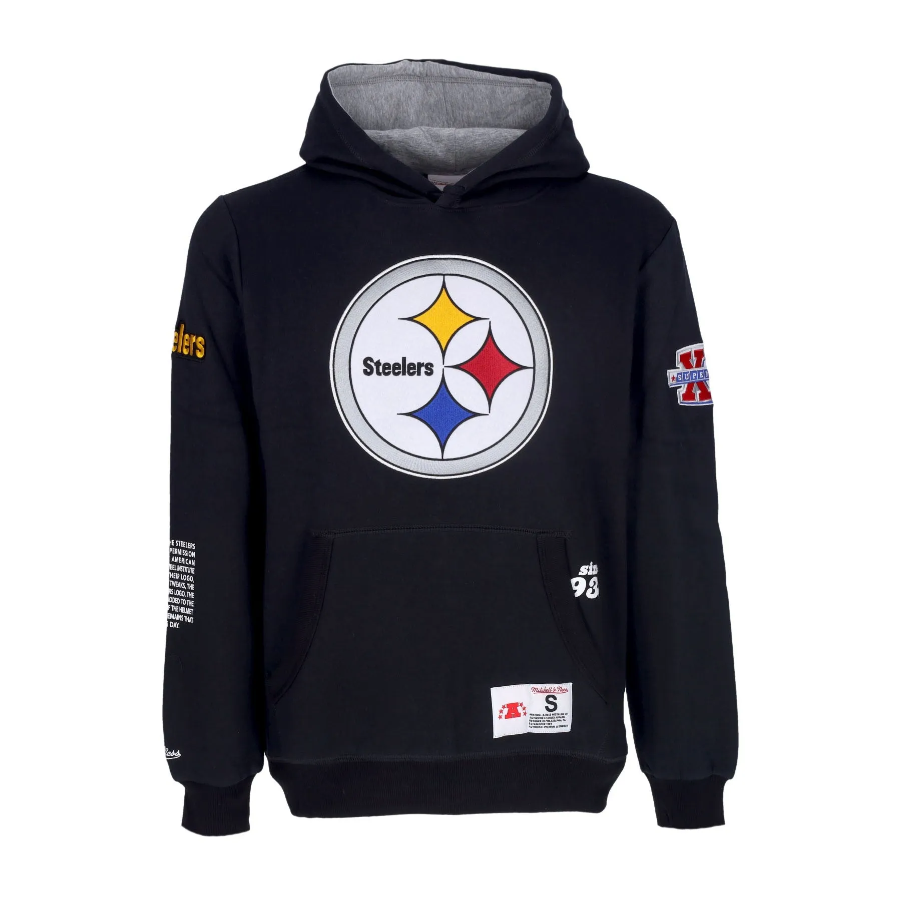 Felpa Cappuccio Uomo Nfl Team Origins Fleece Hoodie Pitste Black