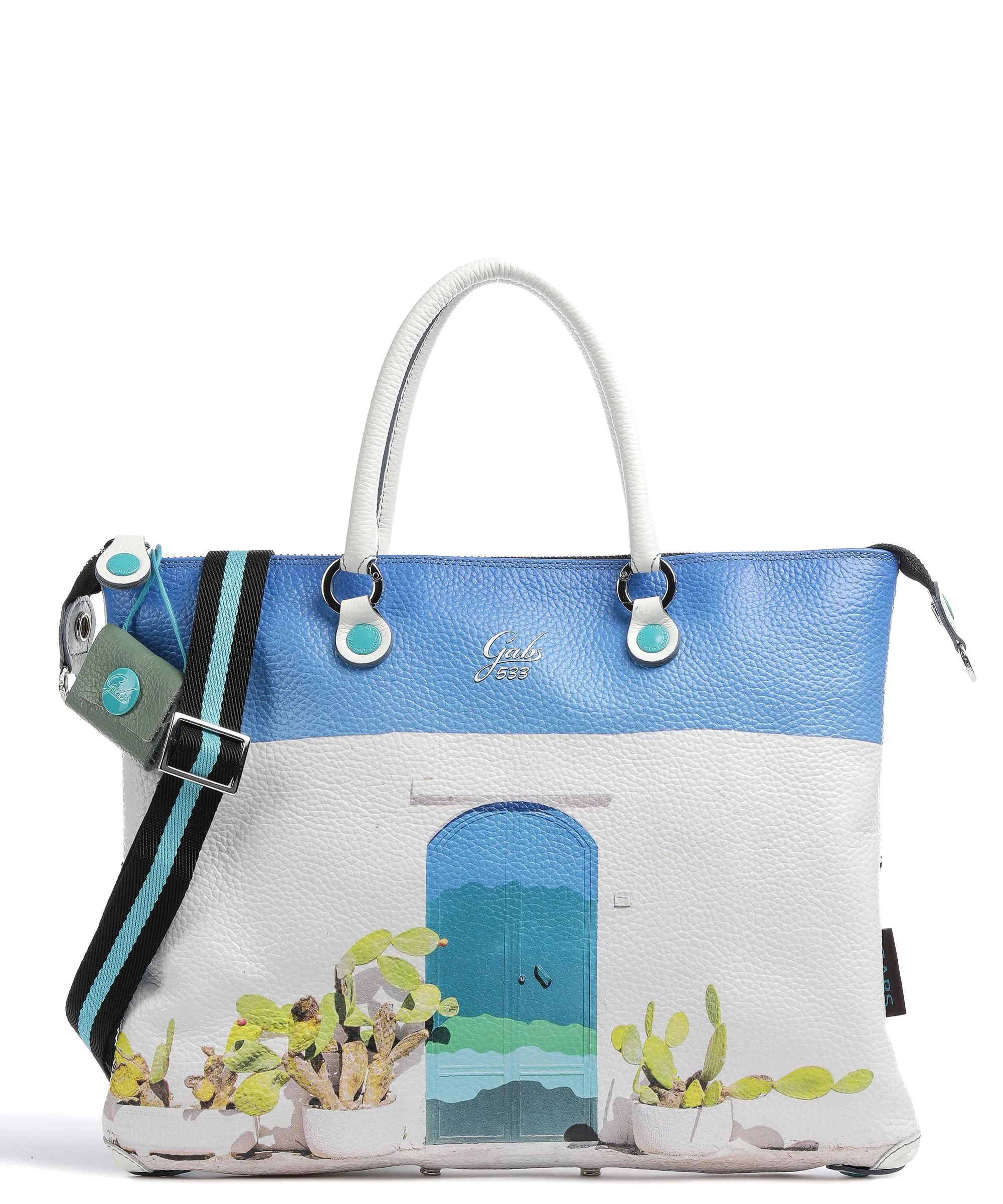  Gabs Trip G3 Plus Holiday Borsa a mano pelle di vitello grana bianco  