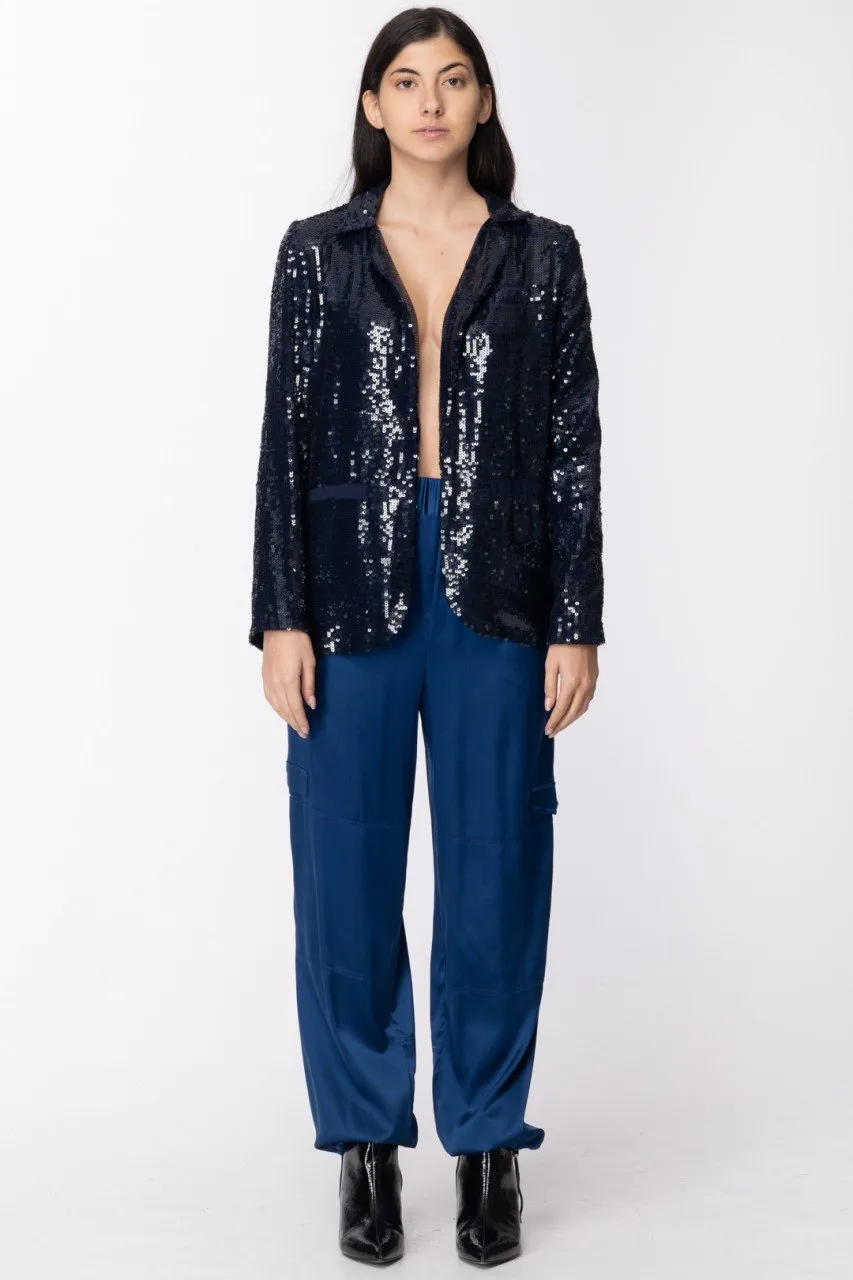 Giacca blazer in full paillettes MID BLU