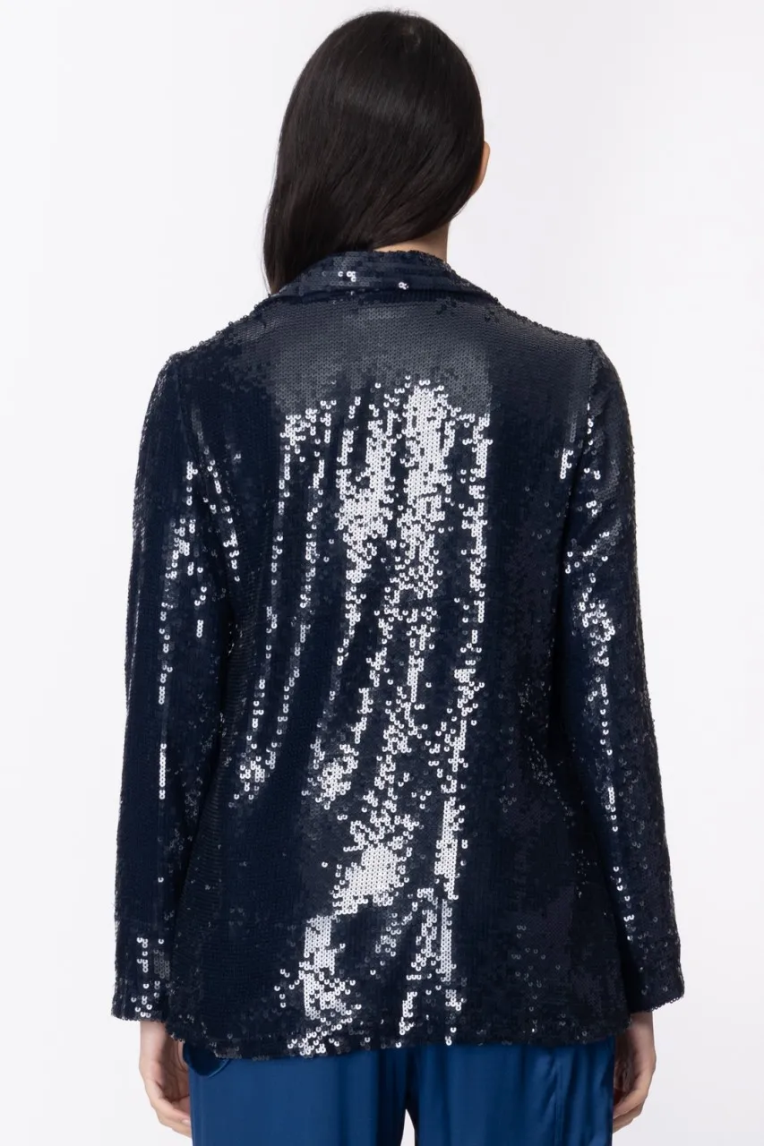 Giacca blazer in full paillettes MID BLU