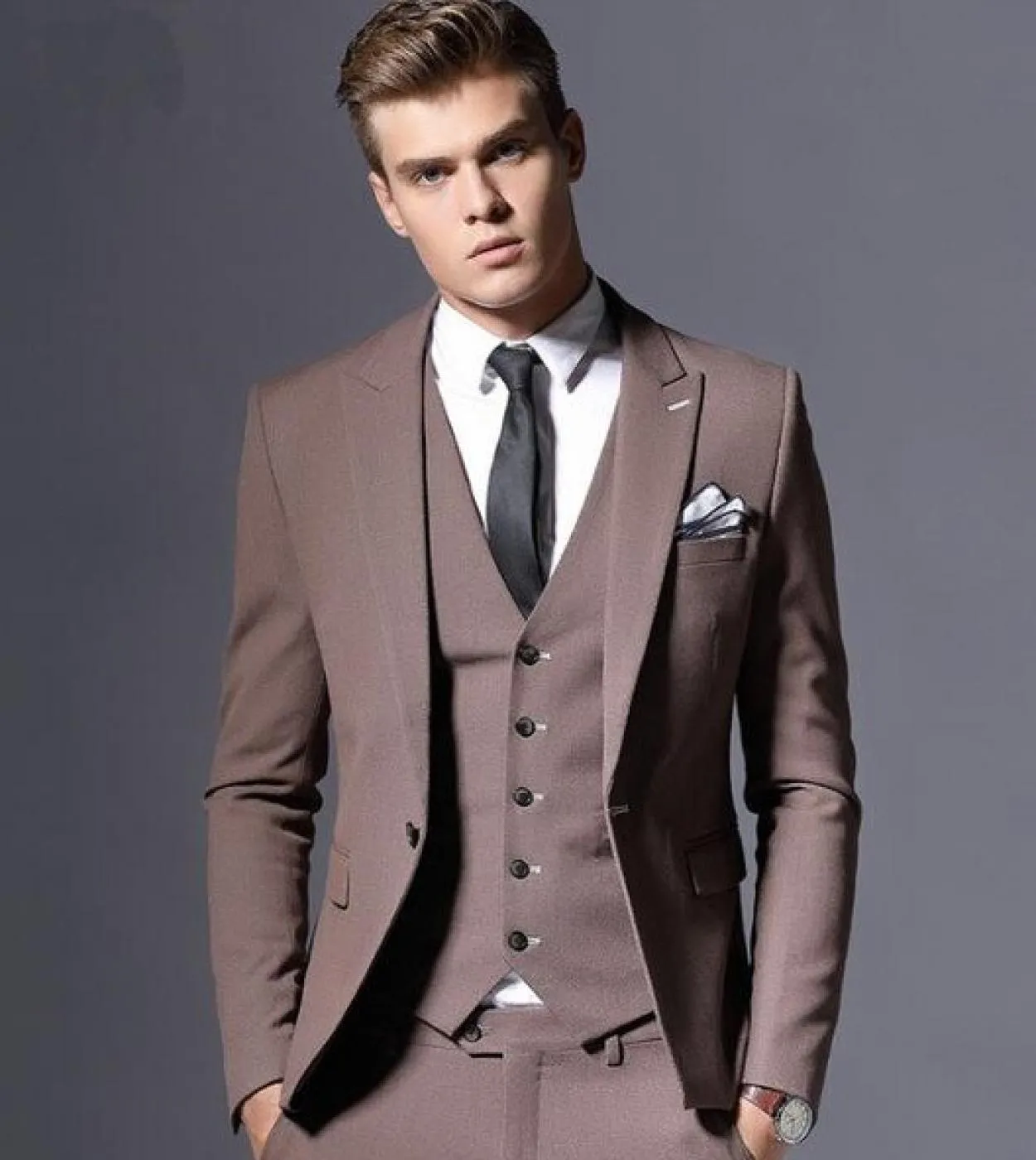 Giacca da uomo di marca di vendita calda giacca formale da uomo daffari sposo sposo su misura slim fit singolo bottone 3 pezzi