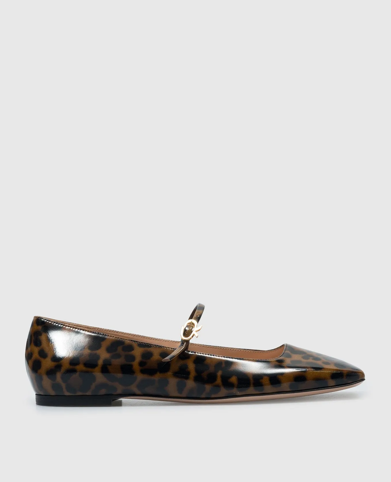 Gianvito Rossi Ballerine Christina in pelle marrone lucida con stampa animalistica G2224605CUONUI