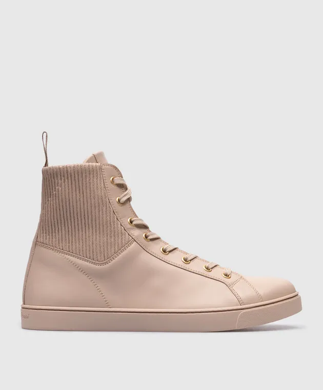 Gianvito Rossi Martis Sneaker alta in pelle beige S73300W1MOU