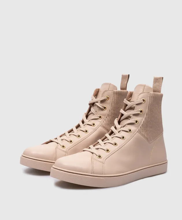 Gianvito Rossi Martis Sneaker alta in pelle beige S73300W1MOU
