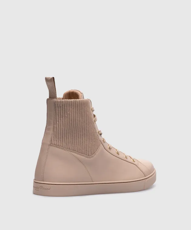 Gianvito Rossi Martis Sneaker alta in pelle beige S73300W1MOU