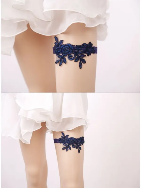 Giarrettiera blu con Pizzo sottile