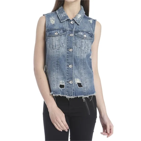 Gilet in jeans con strappi Ria Only