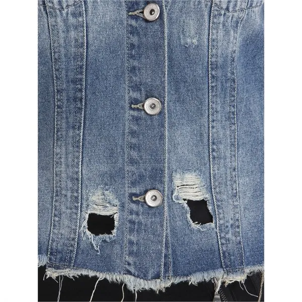 Gilet in jeans con strappi Ria Only