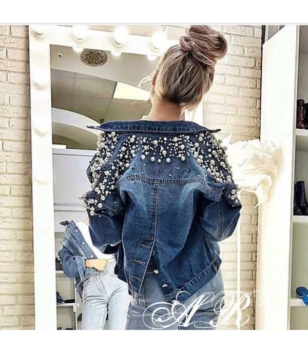 Giubbino reverse pearl denim