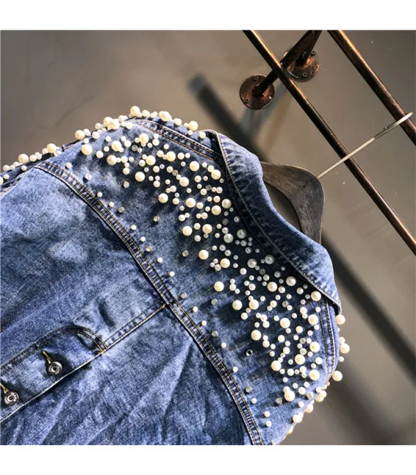 Giubbino reverse pearl denim
