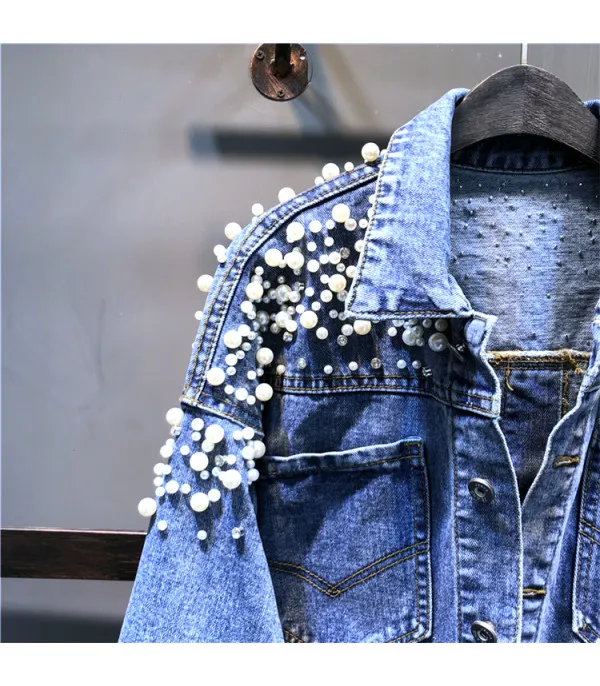 Giubbino reverse pearl denim