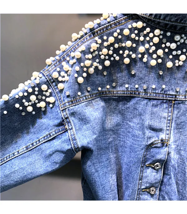 Giubbino reverse pearl denim