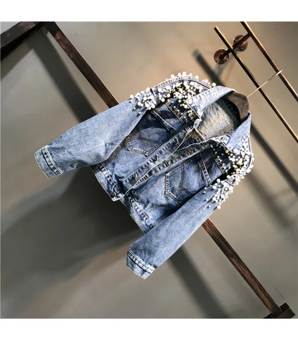 Giubbino reverse pearl denim