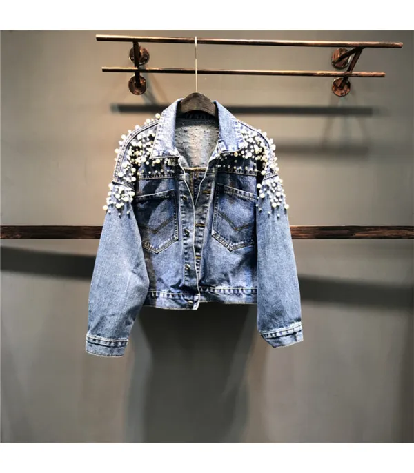 Giubbino reverse pearl denim