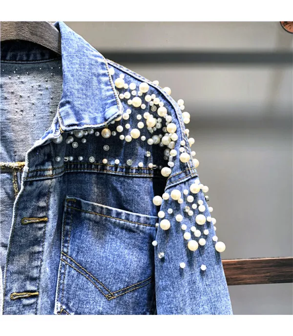 Giubbino reverse pearl denim