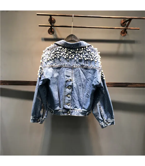 Giubbino reverse pearl denim