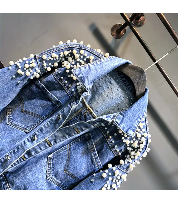 Giubbino reverse pearl denim