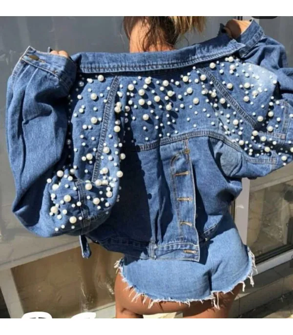 Giubbino reverse pearl denim