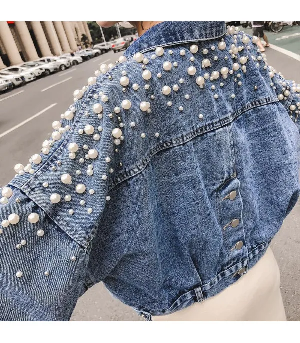 Giubbino reverse pearl denim