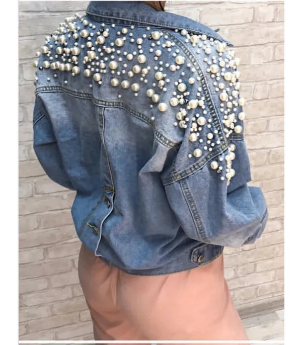 Giubbino reverse pearl denim