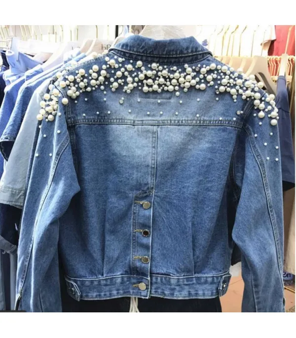 Giubbino reverse pearl denim