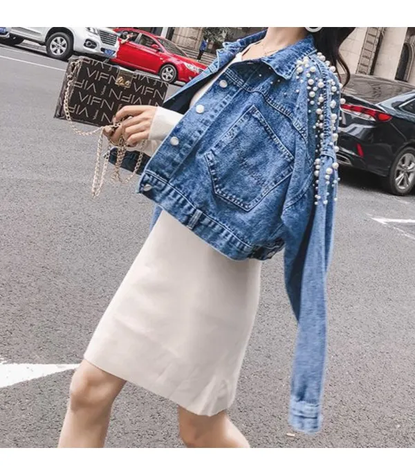 Giubbino reverse pearl denim