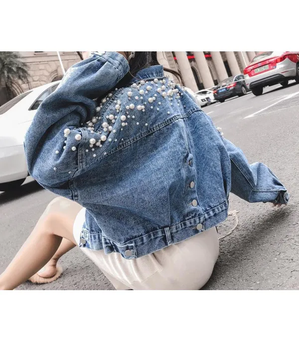 Giubbino reverse pearl denim