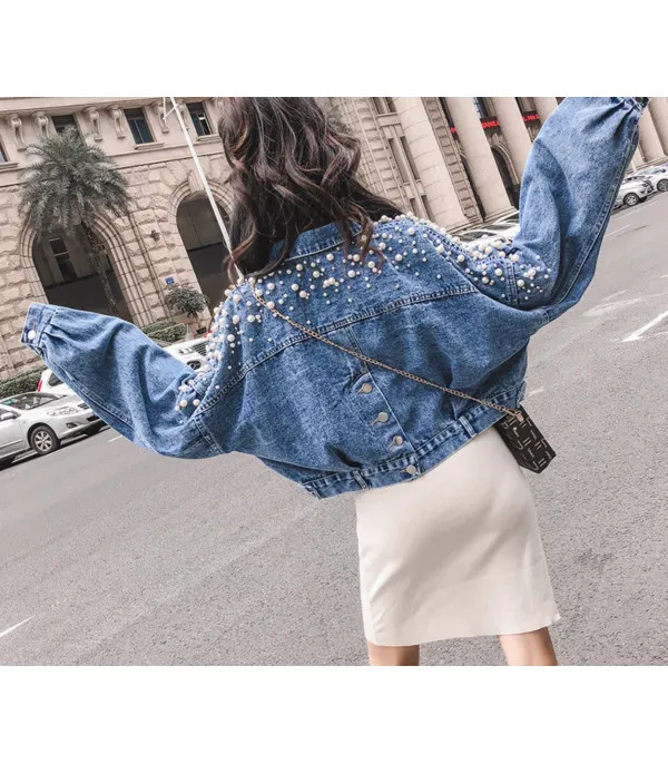 Giubbino reverse pearl denim
