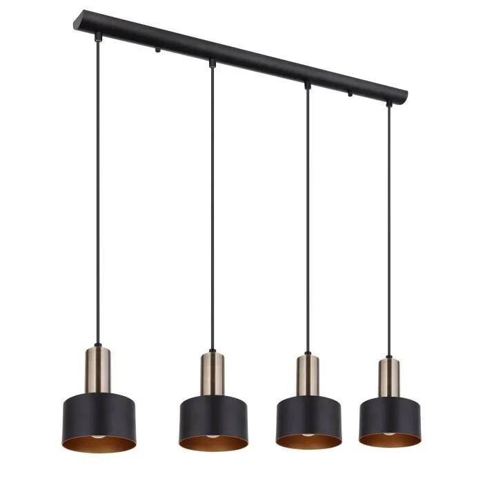 Globo SWINNI Lampadario a sospensione LED Ottone, Nero, 4-Luci