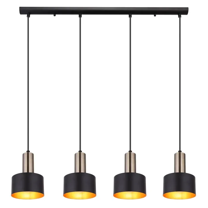 Globo SWINNI Lampadario a sospensione LED Ottone, Nero, 4-Luci