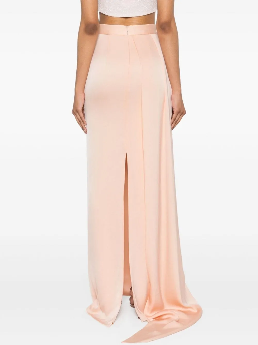 Gonna lunga con drappeggio color pesca - donna
