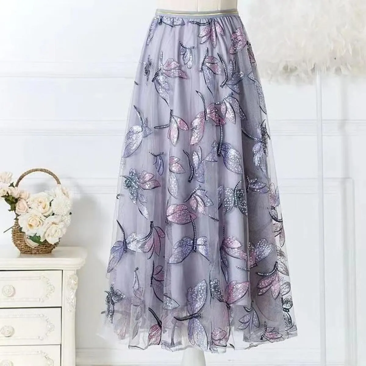 Gonne per donna Primavera Estate Vintage  Streetwear Midi Maxi gonna in tulle Autunno a vita alta Moda Harajuku Sci lungo