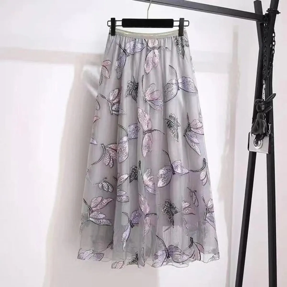 Gonne per donna Primavera Estate Vintage  Streetwear Midi Maxi gonna in tulle Autunno a vita alta Moda Harajuku Sci lungo