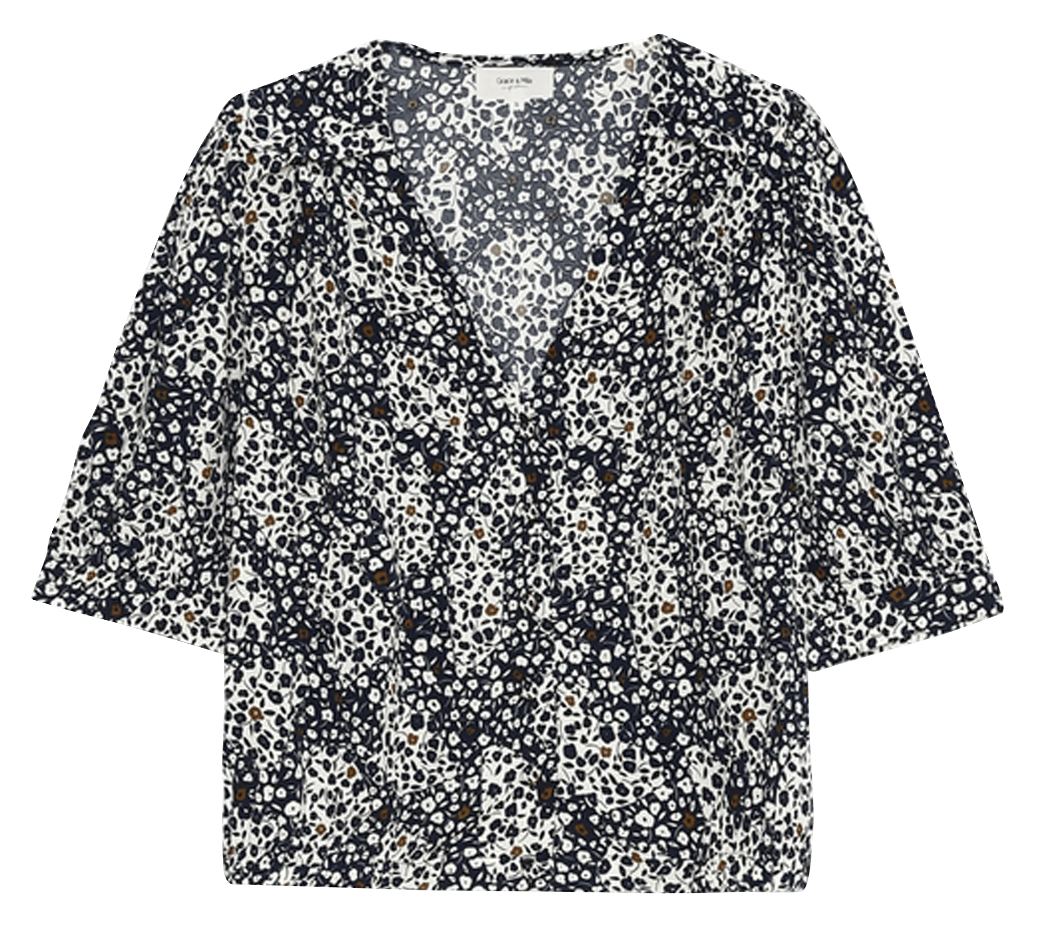  GRACE ET MILA   DANILO - Camicia scollo a V con stampa floreale in crêpe | Blu