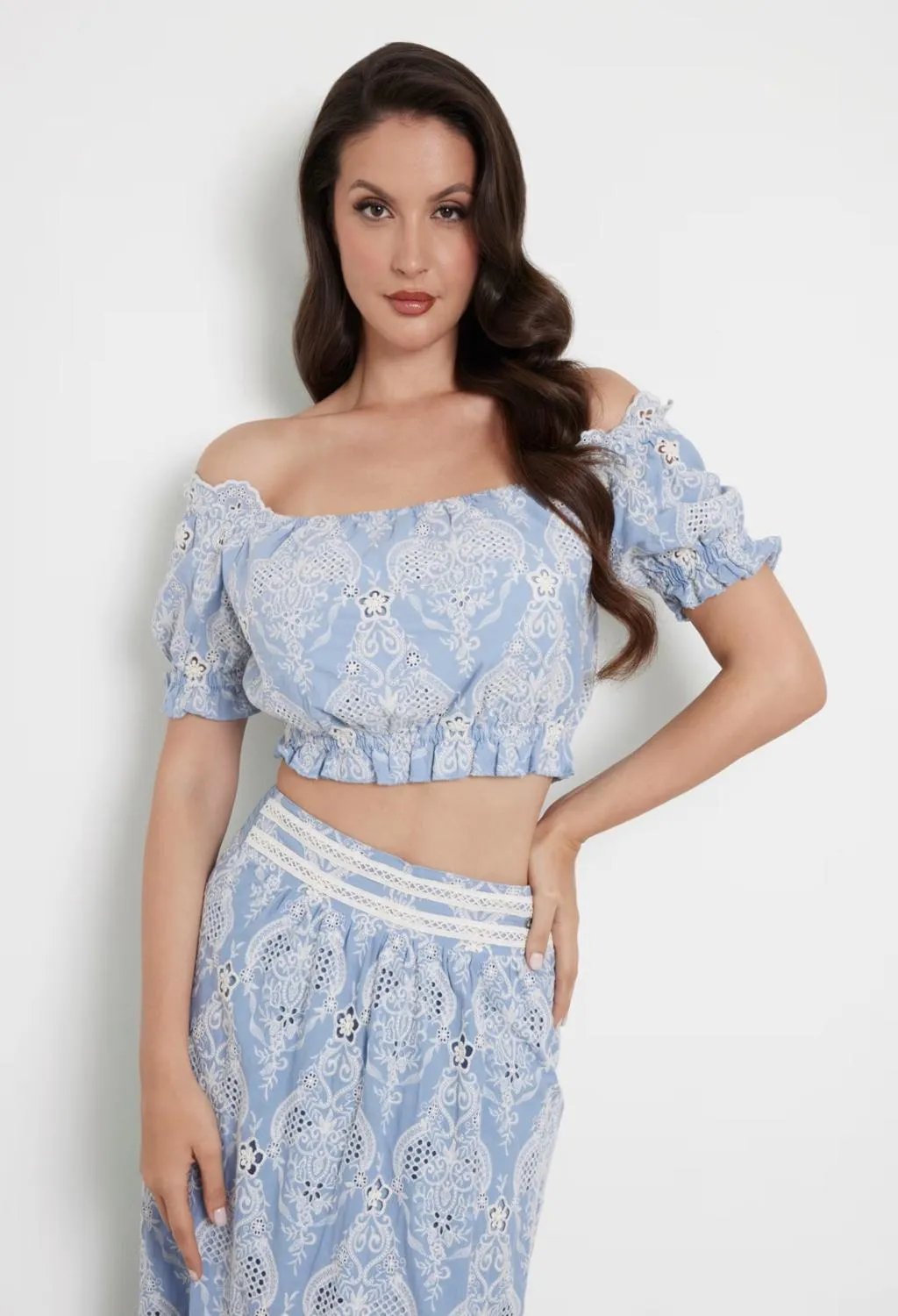 GUESS  top pizzo celeste