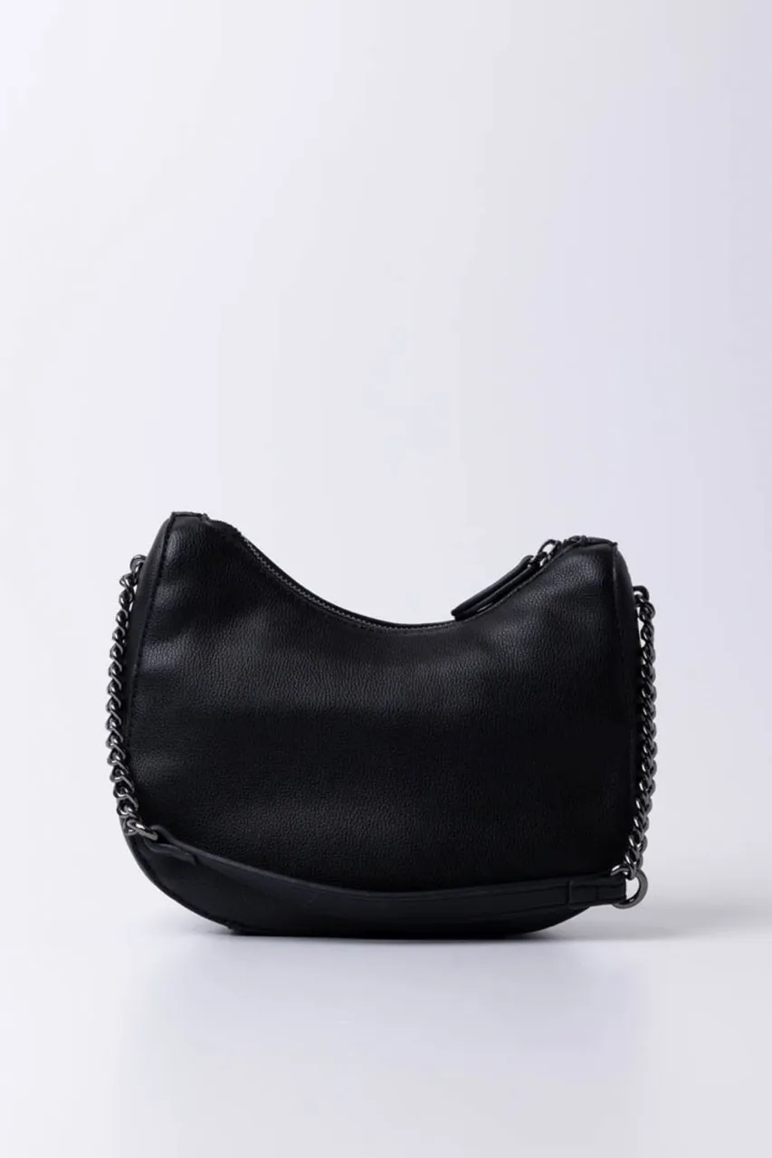 Hobo bag con pendenti logati Nero