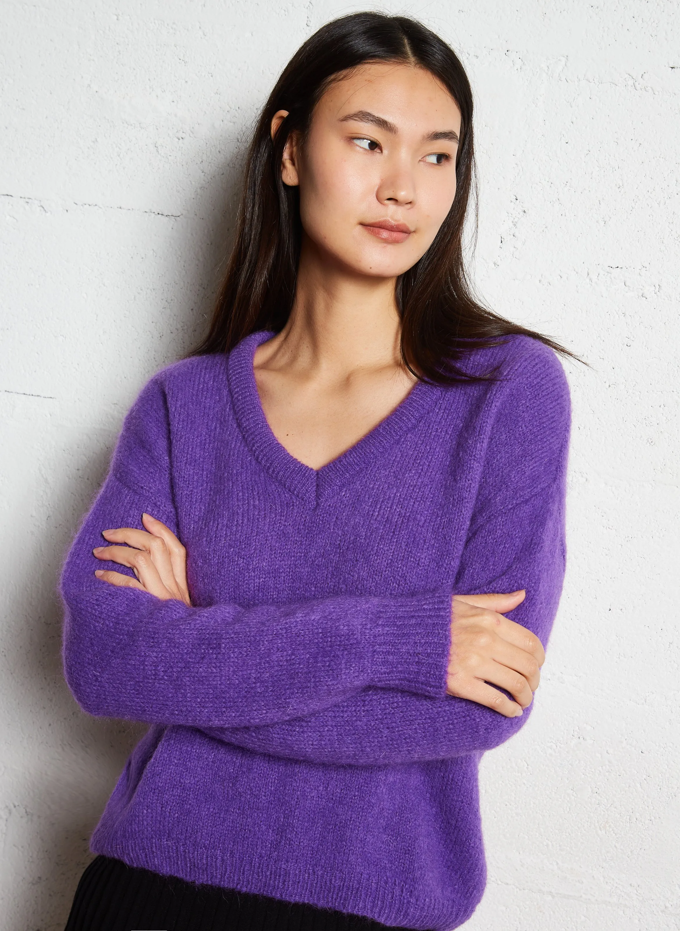  I CODE   Maglione ampio con scollo a V | Viola