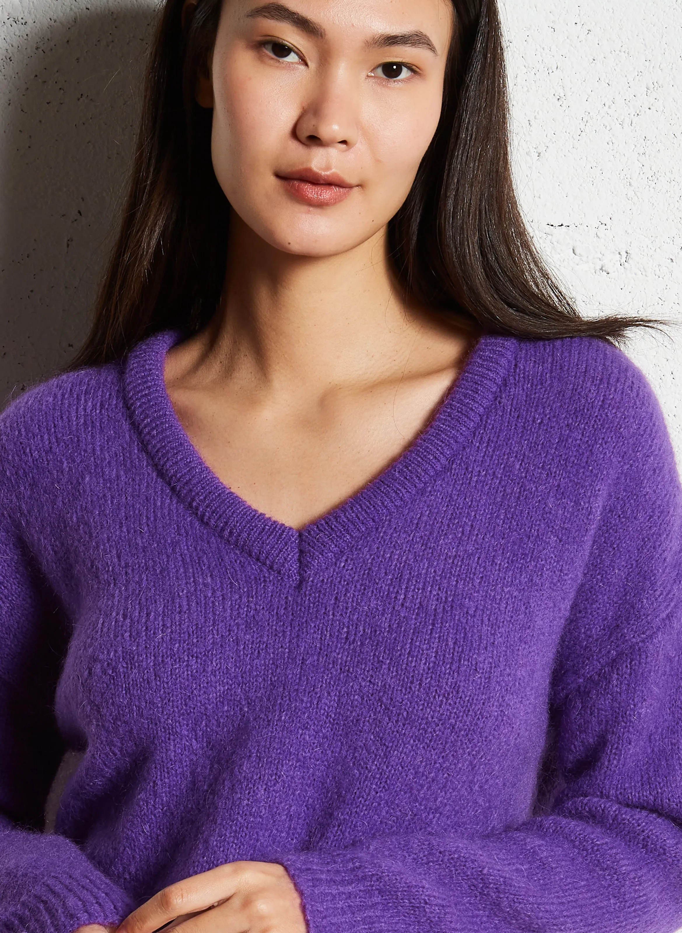  I CODE   Maglione ampio con scollo a V | Viola