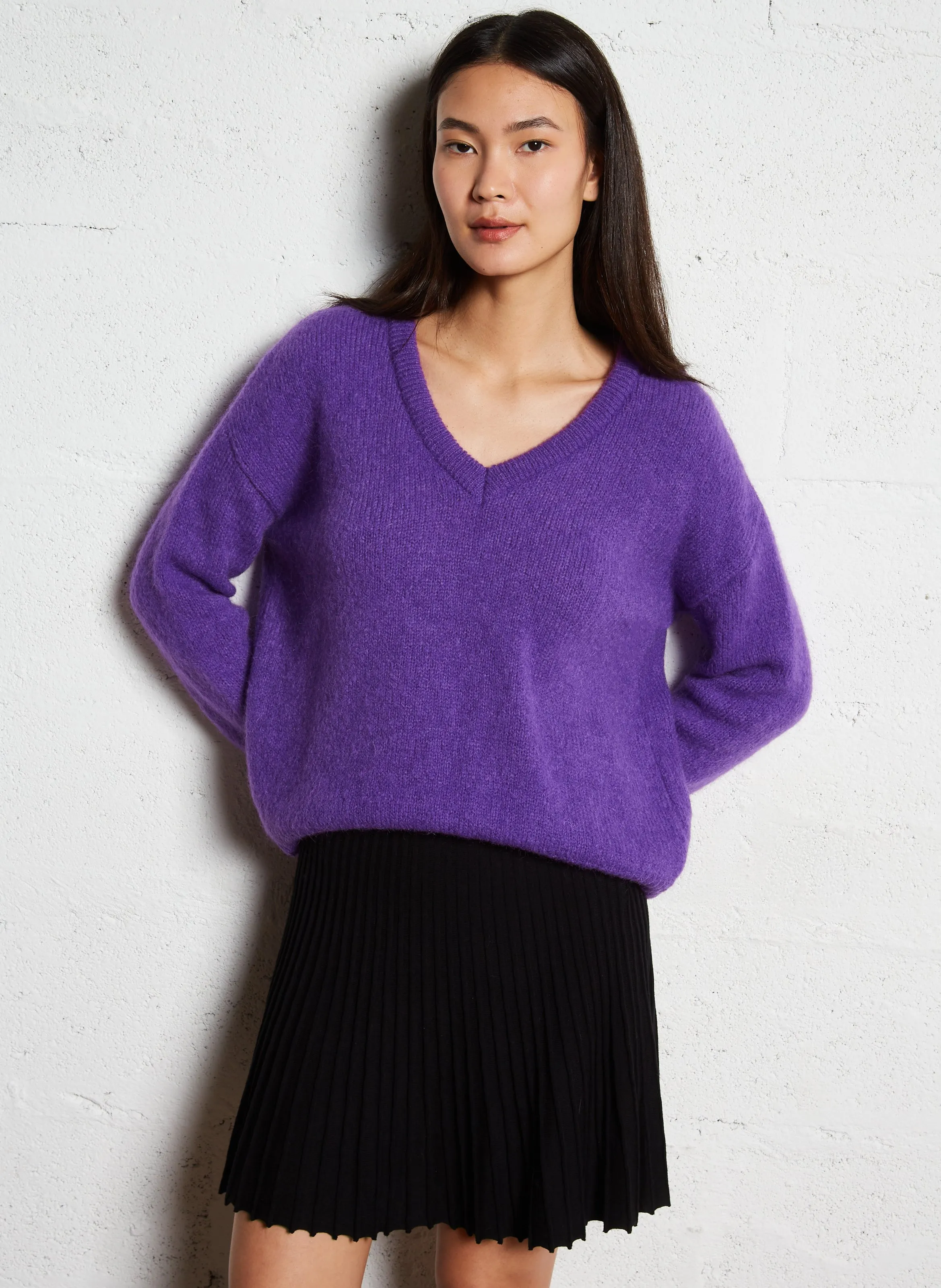  I CODE   Maglione ampio con scollo a V | Viola