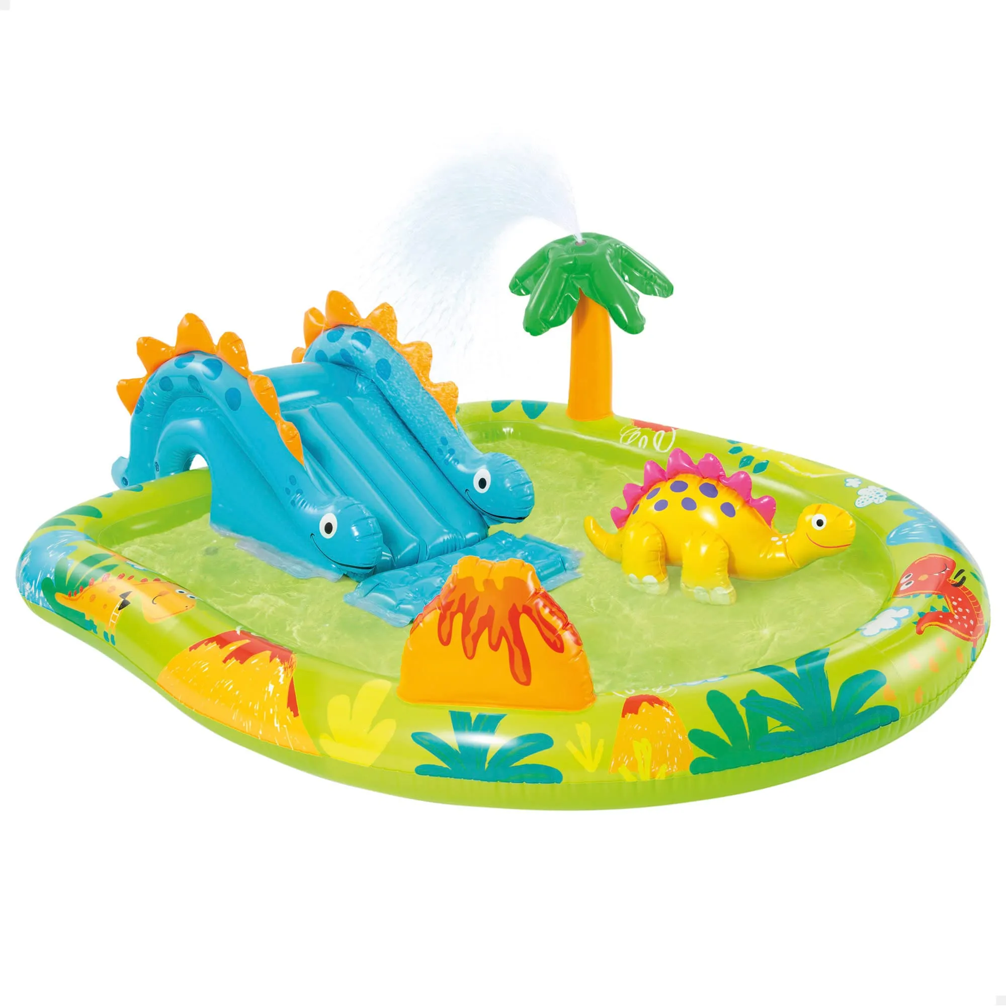 Intex 57166NP - Piscina Gonfiabile Play Center Dinosauri, Vinile, Multicolore, 191x152x58 cm