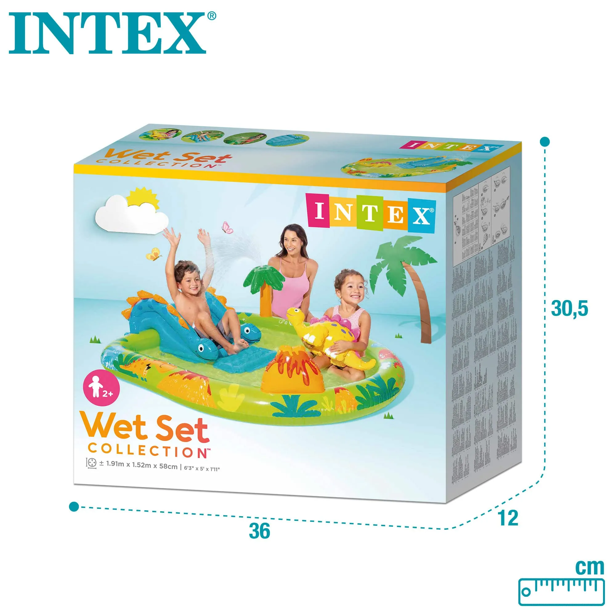Intex 57166NP - Piscina Gonfiabile Play Center Dinosauri, Vinile, Multicolore, 191x152x58 cm