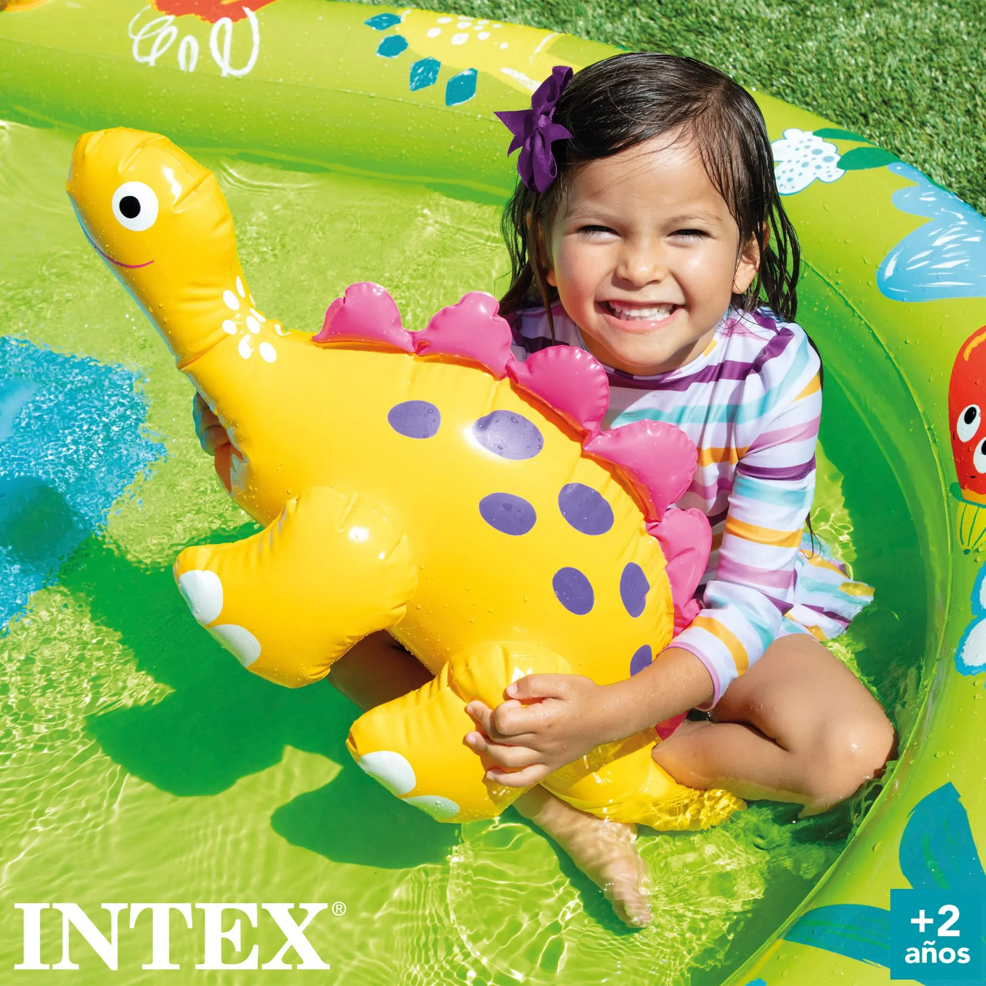 Intex 57166NP - Piscina Gonfiabile Play Center Dinosauri, Vinile, Multicolore, 191x152x58 cm
