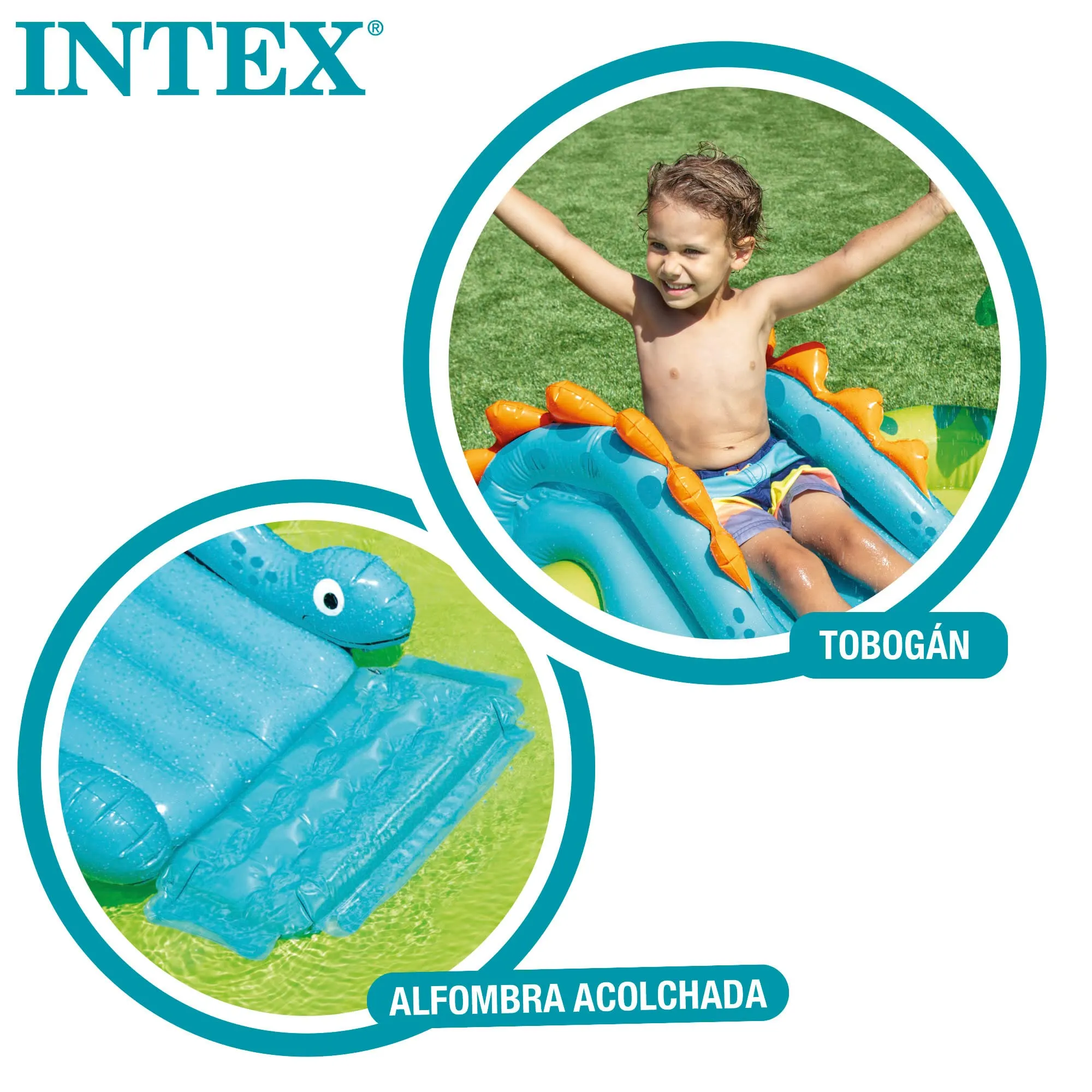 Intex 57166NP - Piscina Gonfiabile Play Center Dinosauri, Vinile, Multicolore, 191x152x58 cm