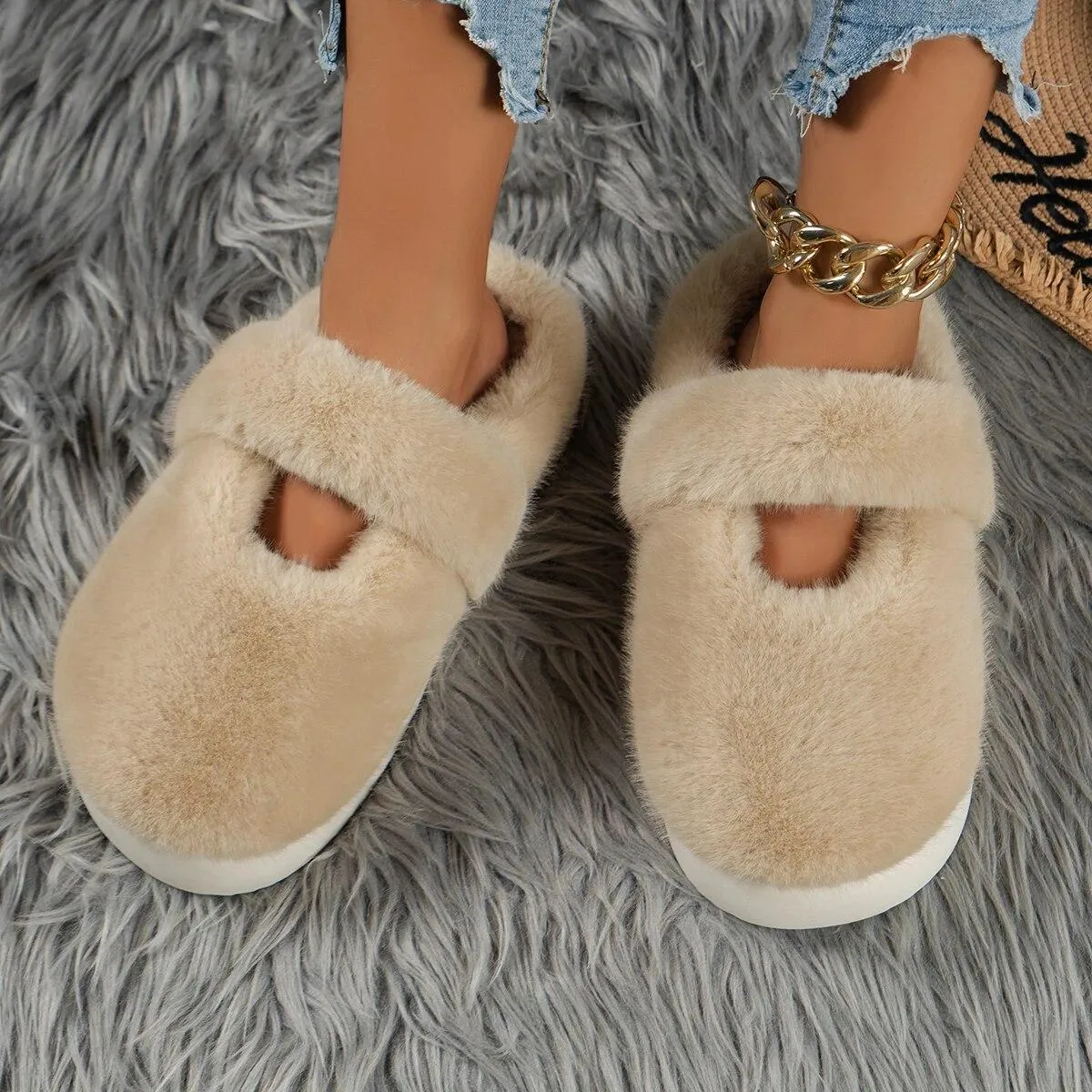 Inverno Nuovo Baotou Suola Spessa Pelliccia Lunga Peluche Lana Cotone Trascinare Casa Calde Pantofole di Cotone Casual Pantofole