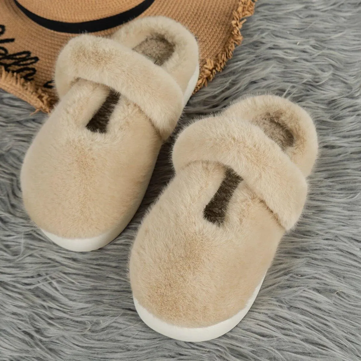 Inverno Nuovo Baotou Suola Spessa Pelliccia Lunga Peluche Lana Cotone Trascinare Casa Calde Pantofole di Cotone Casual Pantofole