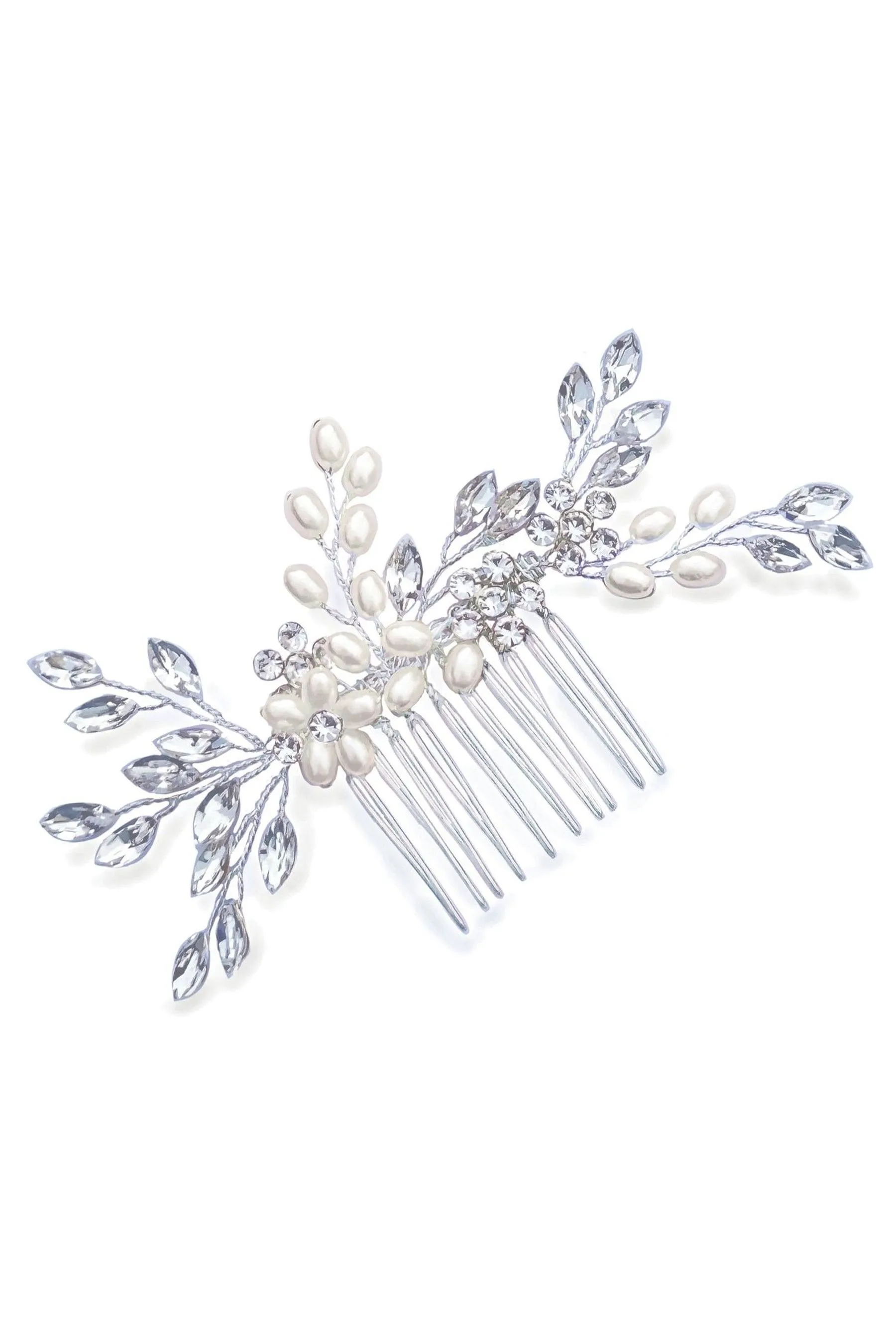Ivory & Co - Pettine con cristalli luccicanti e perle