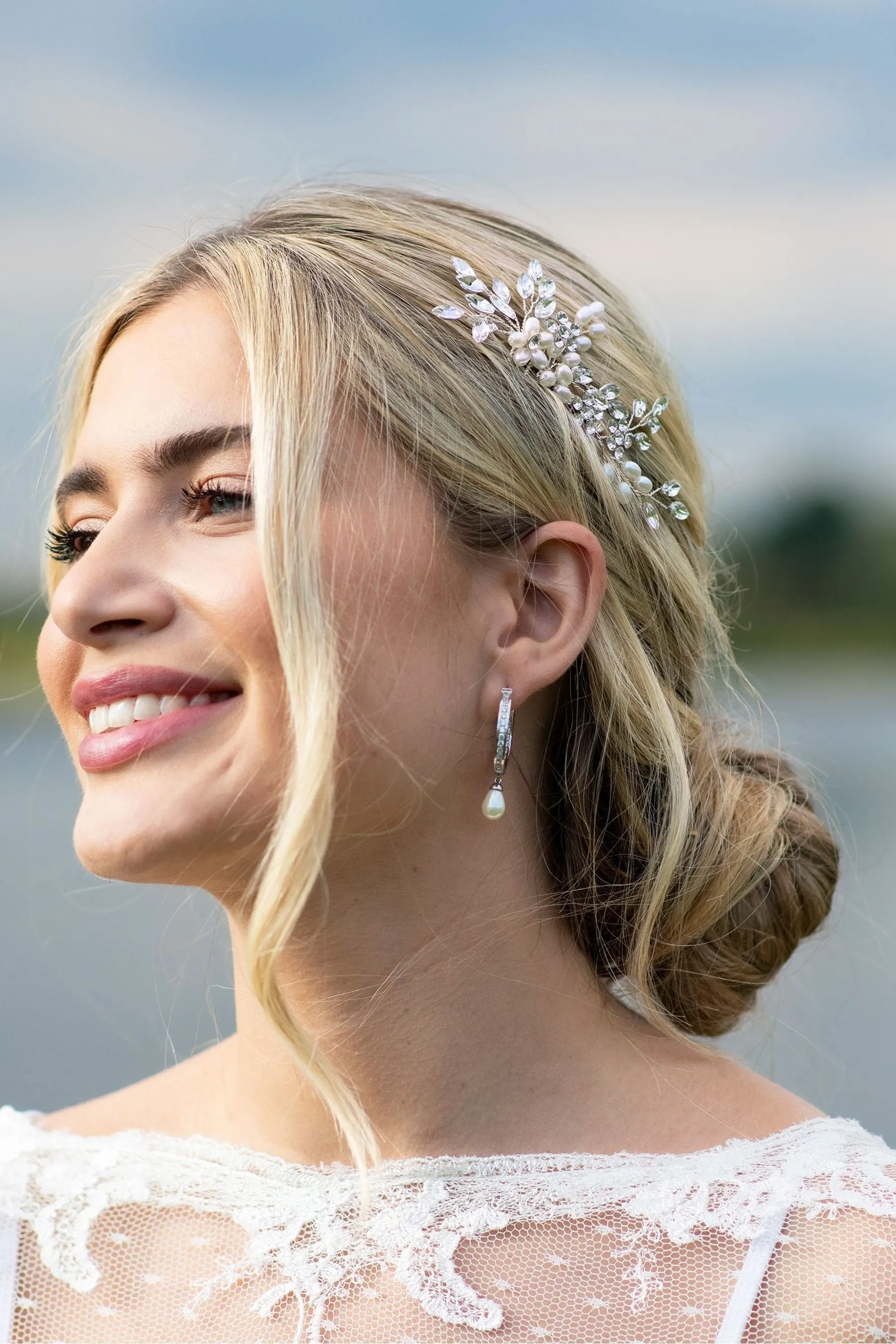 Ivory & Co - Pettine con cristalli luccicanti e perle